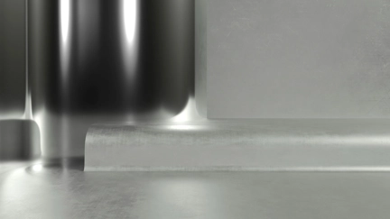 Close-up of polished metal surfaces in an industrial setting.